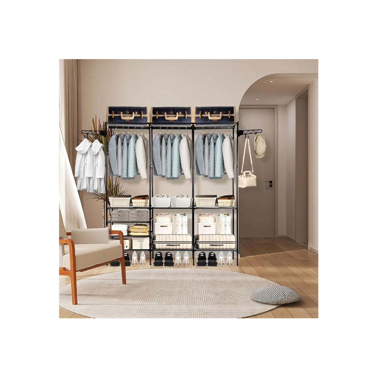 GENERICO - Perchero Closet Organizador Multifuncional Alta resistencia - Negro