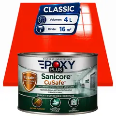 EPOXY - Pintura Epóxica Hospitalaria Sanicore CuSafe - MUROS Y PISOS - SIN OLOR - CLASSIC 4L - NARANJA LUMINOSO