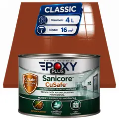 EPOXY - Pintura Epóxica Hospitalaria Sanicore CuSafe - MUROS Y PISOS - SIN OLOR - CLASSIC 4L - NARANJA PERLADO
