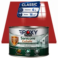 EPOXY - Pintura Epóxica Hospitalaria Sanicore CuSafe - MUROS Y PISOS - SIN OLOR - CLASSIC 4L - ROJO LLAMAS