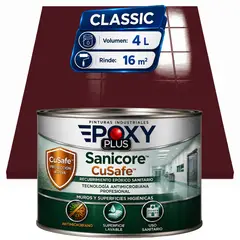 EPOXY - Pintura Epóxica Hospitalaria Sanicore CuSafe - MUROS Y PISOS - SIN OLOR - CLASSIC 4L - ROJO VINO