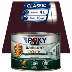 EPOXY - Pintura Epóxica Hospitalaria Sanicore CuSafe - MUROS Y PISOS - SIN OLOR - CLASSIC 4L - ROJO NEGRO