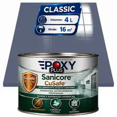 EPOXY - Pintura Epóxica Hospitalaria Sanicore CuSafe - MUROS Y PISOS - SIN OLOR - CLASSIC 4L -MALVA PERLADO