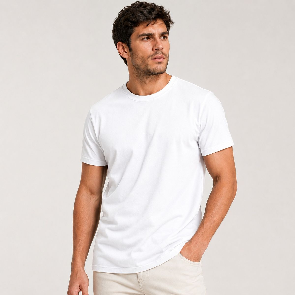 ROLY - Polera Manga Corta Algodón Cuello Redondo Clásica Hombre Premium