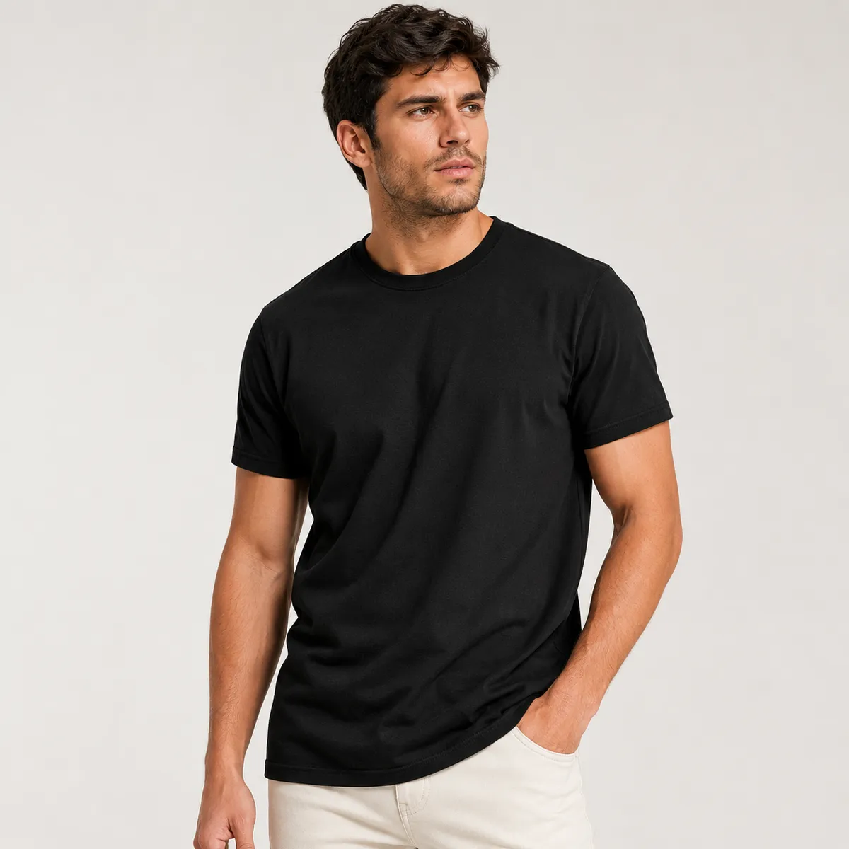 ROLY - Polera Manga Corta Algodón Cuello Redondo Clásica Hombre Premium