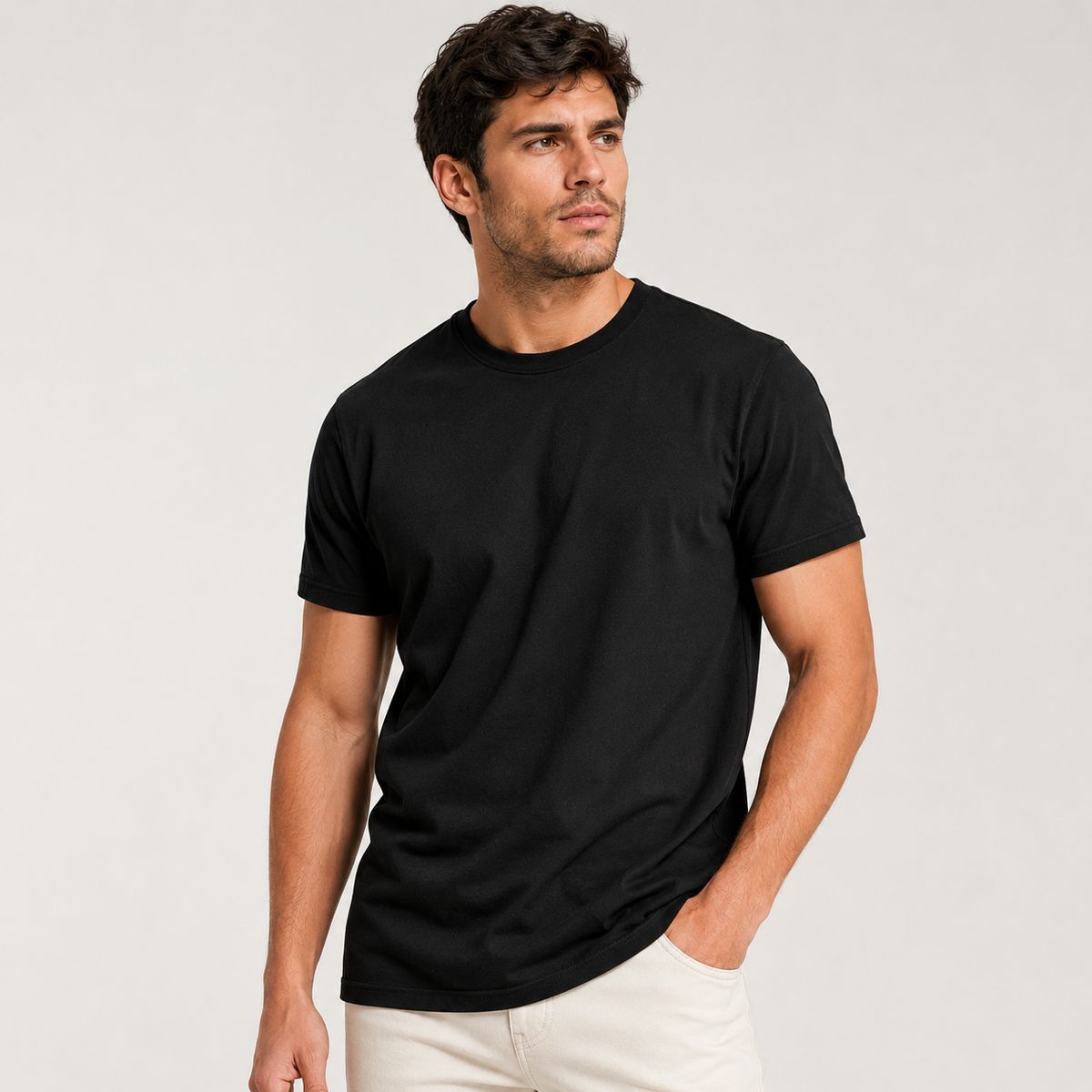 ROLY - Polera Manga Corta Algodón Cuello Redondo Clásica Hombre Premium