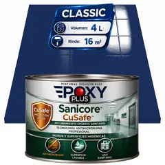 EPOXY - Pintura Epóxica Hospitalaria Sanicore CuSafe - MUROS Y PISOS - SIN OLOR - CLASSIC 4L - AZUL ZAFIRO