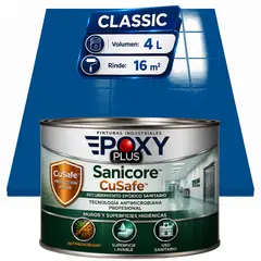 EPOXY - Pintura Epóxica Hospitalaria Sanicore CuSafe - MUROS Y PISOS - SIN OLOR - CLASSIC 4L - AZUL SEÑALES