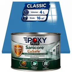 EPOXY - Pintura Epóxica Hospitalaria Sanicore CuSafe - MUROS Y PISOS - SIN OLOR - CLASSIC 4L - AZUL CLARO