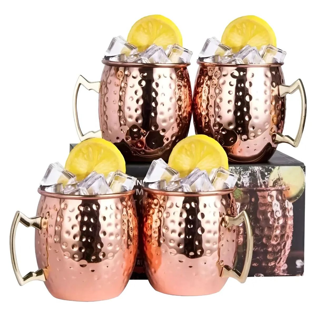 GENERICO - Set 4 Vasos Cobre 550ml Premium Coctel Tragos Discoteca Restaurante Bartender