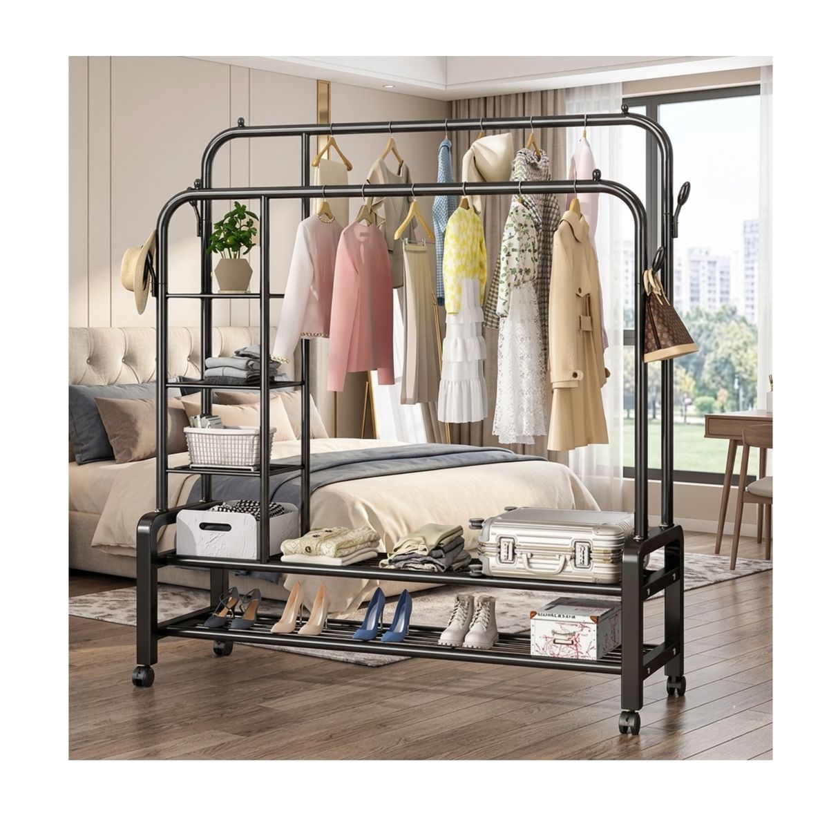 GENERICO - Perchero Organizador Ropa Y Zapatos Doble Barra YP618 - 58KG