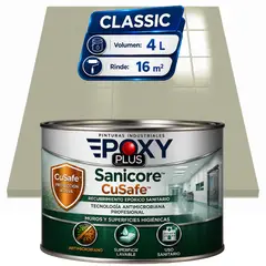 EPOXY - Pintura Epóxica Hospitalaria Sanicore CuSafe - MUROS Y PISOS - SIN OLOR - CLASSIC 4L - GRIS GUIJARRO