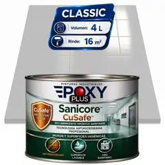 EPOXY - Pintura Epóxica Hospitalaria Sanicore CuSafe - MUROS Y PISOS - SIN OLOR - CLASSIC 4L - GRIS CLARO