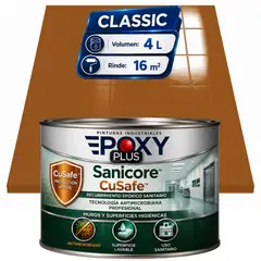 EPOXY - Pintura Epóxica Hospitalaria Sanicore CuSafe - MUROS Y PISOS - SIN OLOR - CLASSIC 4L - MARRÓN OCRE