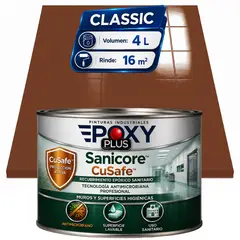 EPOXY - Pintura Epóxica Hospitalaria Sanicore CuSafe - MUROS Y PISOS - SIN OLOR - CLASSIC 4L - MARRÓN SEÑALES
