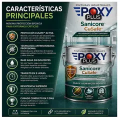 EPOXY - Pintura Epóxica Hospitalaria Sanicore CuSafe - MUROS Y PISOS - SIN OLOR - CLASSIC 4L - MARRÓN OLIVA