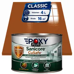 EPOXY - Pintura Epóxica Hospitalaria Sanicore CuSafe - MUROS Y PISOS - SIN OLOR - CLASSIC 4L - MARRÓN NARANJA
