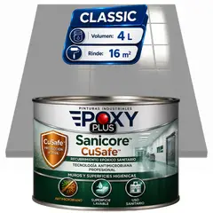 EPOXY - Pintura Epóxica Hospitalaria Sanicore CuSafe - MUROS Y PISOS - SIN OLOR - CLASSIC 4L - BLANCO ALUMINIO