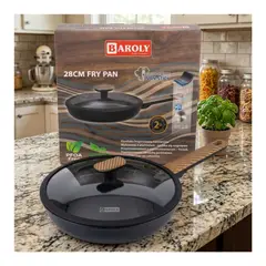 EKOL TACTICA MILITAR - Sartén De Aluminio Antiadherente Baroly 28cm Con Tapa Pfoa Free