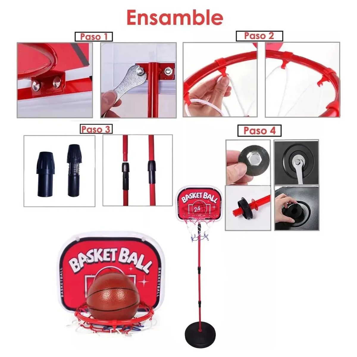 GENERICO - Soporte Baloncesto Altura Ajustable Niños + Balón + Inflador