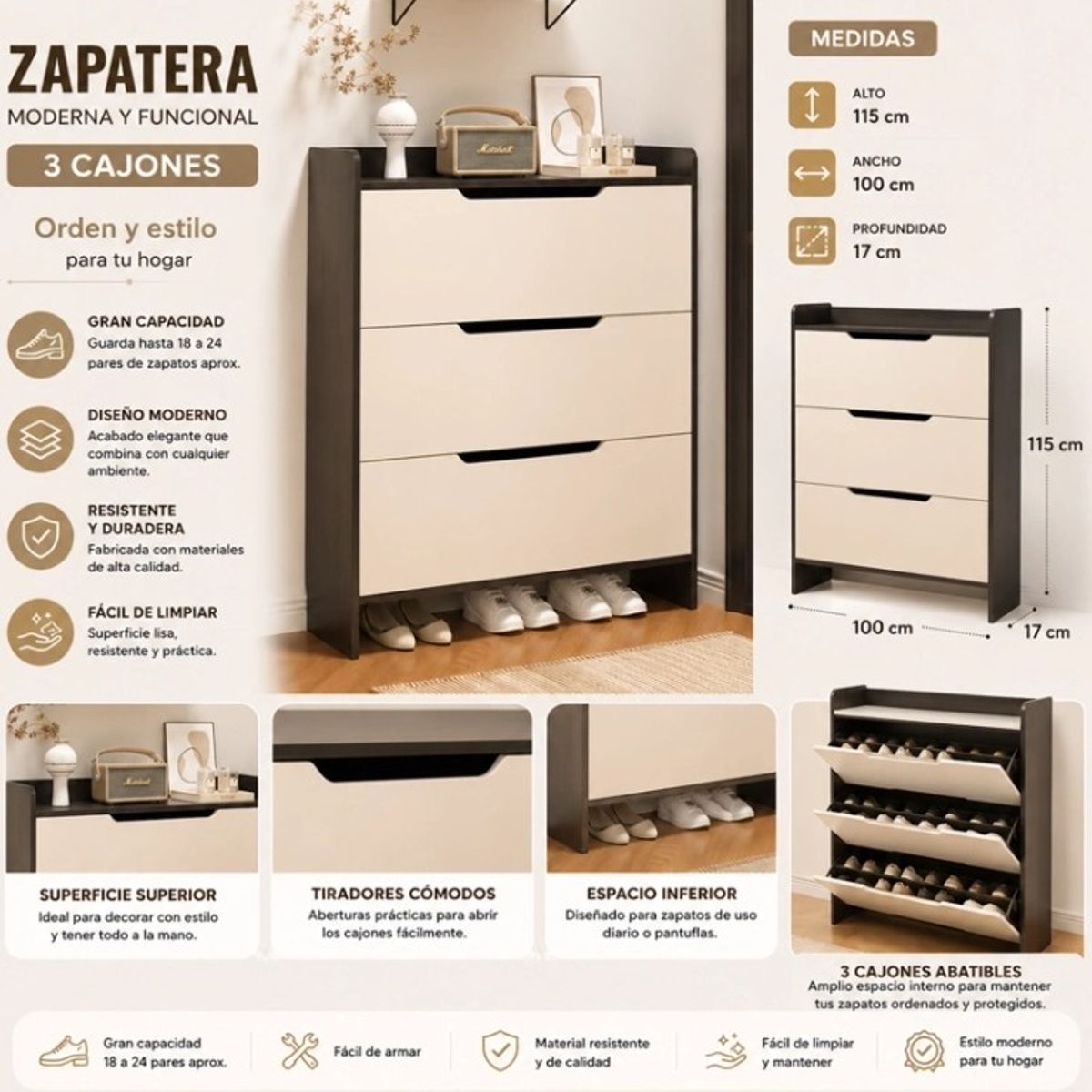 GENERICO - MUEBLE ZAPATERO ORGANIZADOR ESTANTE ARMARIO