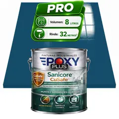 EPOXY - Pintura Epóxica Hospitalaria Sanicore CuSafe - MUROS Y PISOS - SIN OLOR - PRO 8L - AZUL VERDE