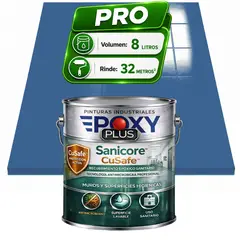 EPOXY - Pintura Epóxica Hospitalaria Sanicore CuSafe - MUROS Y PISOS - SIN OLOR - PRO 8L - AZUL BRILLANTE
