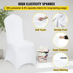 NOVAHUS - 4 Unidades !! Funda Sillas Spandex Para Evento Blanco