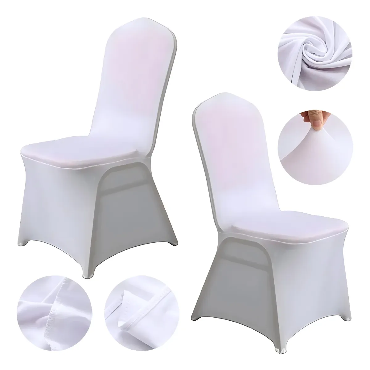 NOVAHUS - 4 Unidades !! Funda Sillas Spandex Para Evento Blanco