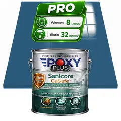 EPOXY - Pintura Epóxica Hospitalaria Sanicore CuSafe - MUROS Y PISOS - SIN OLOR - PRO 8L - AZUL AGUA