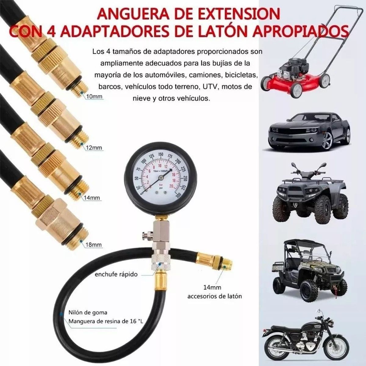 GENERICO - Medidor De Compresión Cilindros Compresimetro Para Motoauto