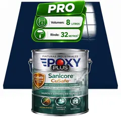 EPOXY - Pintura Epóxica Hospitalaria Sanicore CuSafe - MUROS Y PISOS - SIN OLOR - PRO 8L - AZUL NOCHE PERLADO