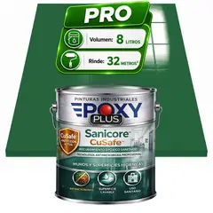 EPOXY - Pintura Epóxica Hospitalaria Sanicore CuSafe - MUROS Y PISOS - SIN OLOR - PRO 8L - VERDE ESMERALDA
