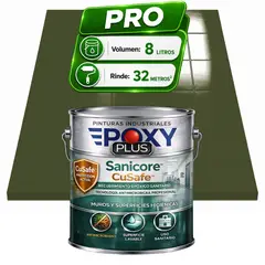 EPOXY - Pintura Epóxica Hospitalaria Sanicore CuSafe - MUROS Y PISOS - SIN OLOR - PRO 8L - VERDE OLIVA