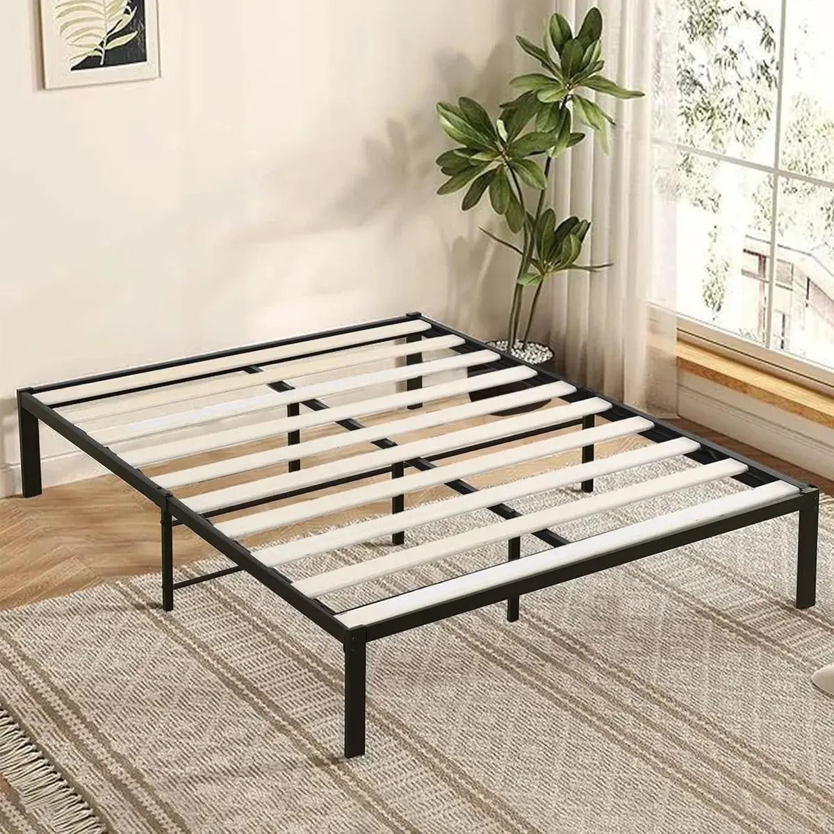 GENERICO - Base De Cama Queen Size Metal Recamaras Acero de Alta Calidad Para Colchón 200 x150 x 40 cm