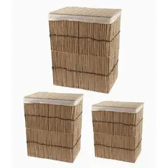 GENERICO - Set de 3 Canastos Rectangulares con Tapa