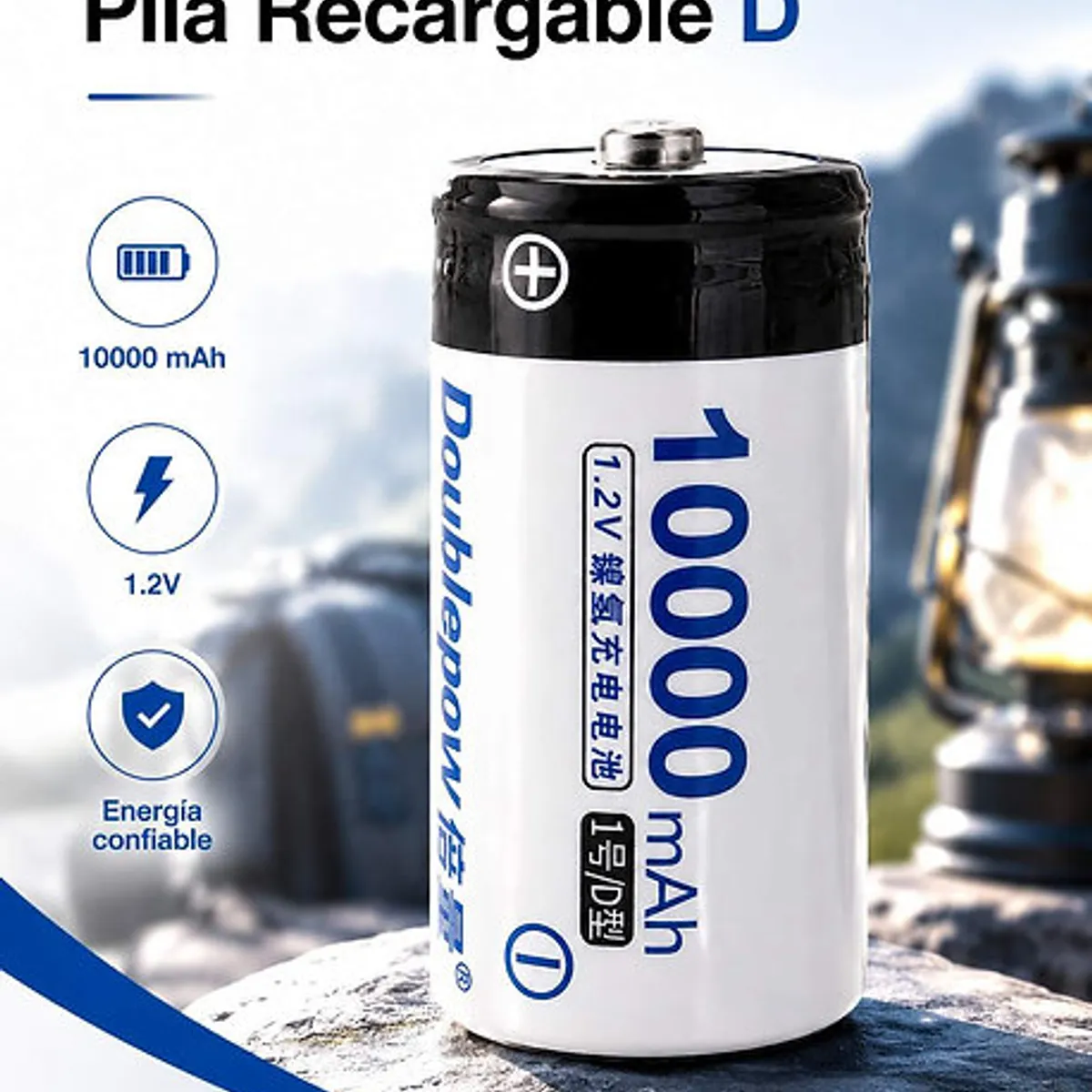GENERICO - Pack 2 Pilas D Recargables 10.000 Mah Ni-mh Doublepaw