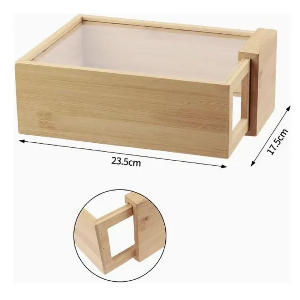 GENERICO - Caja De Almacenamiento Bambú Tapa 23,5x17,5cm Organizador