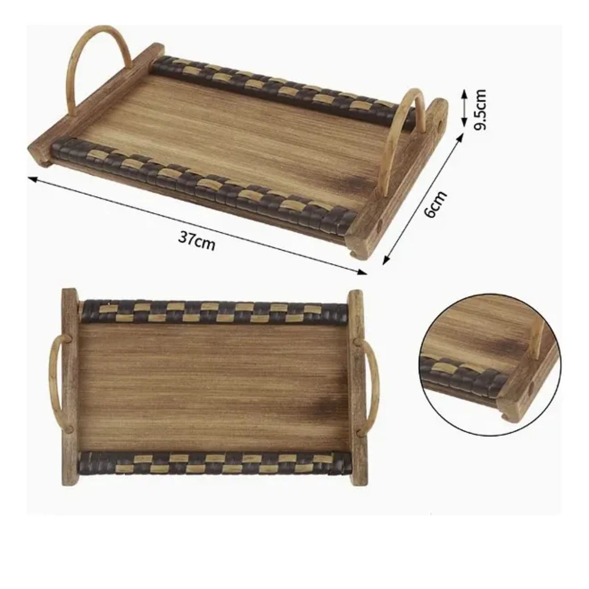 GENERICO - Bandeja Rectangular De Bambú Para Servir Cocina Y Decoración
