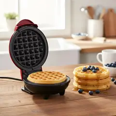 IRM - Maquina Waflera Mini Antiadherente Tostador Redondo De Masa Reposteria Casera Desayuno Alta Calidad