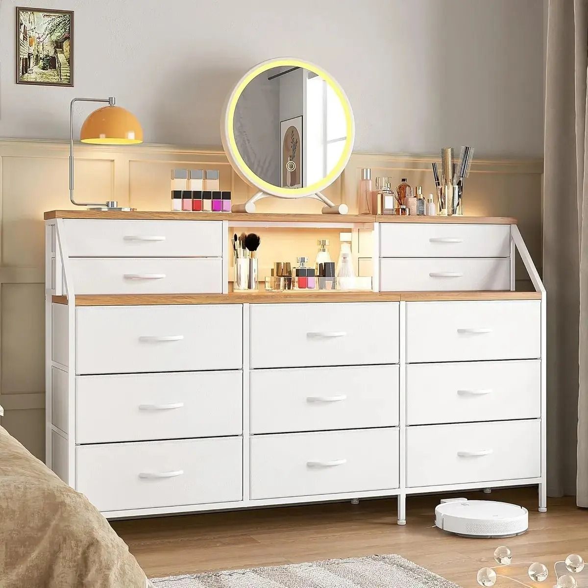 GENERICO - Cómoda Cajonera De Tela 13 Cajones Mueble Organizador Blanco