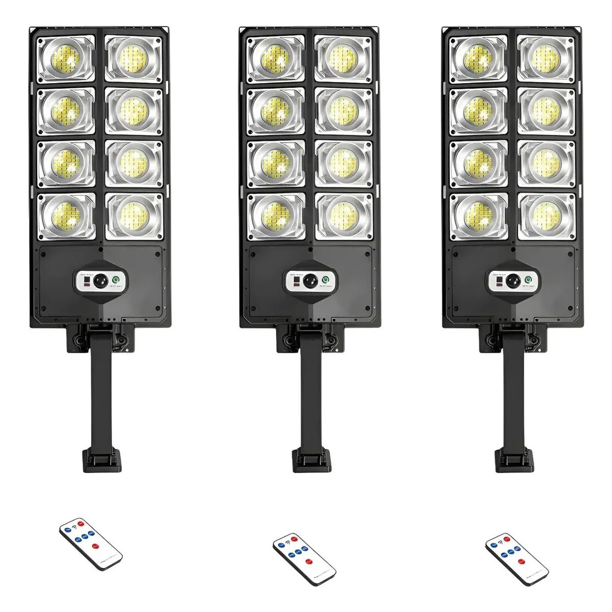 IRM - Focos Led Solares Pack De Tres Proyectores Exterior Sensor De Movimiento Control Remoto Alta Calidad