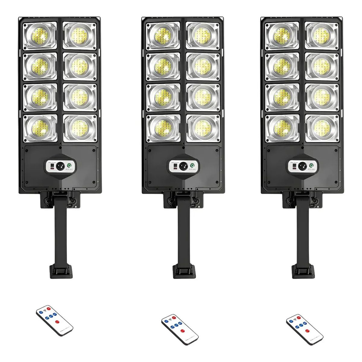 IRM - Focos Led Solares Pack De Tres Proyectores Exterior Sensor De Movimiento Control Remoto Alta Calidad