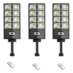 IRM - Focos Led Solares Pack De Tres Proyectores Exterior Sensor De Movimiento Control Remoto Alta Calidad