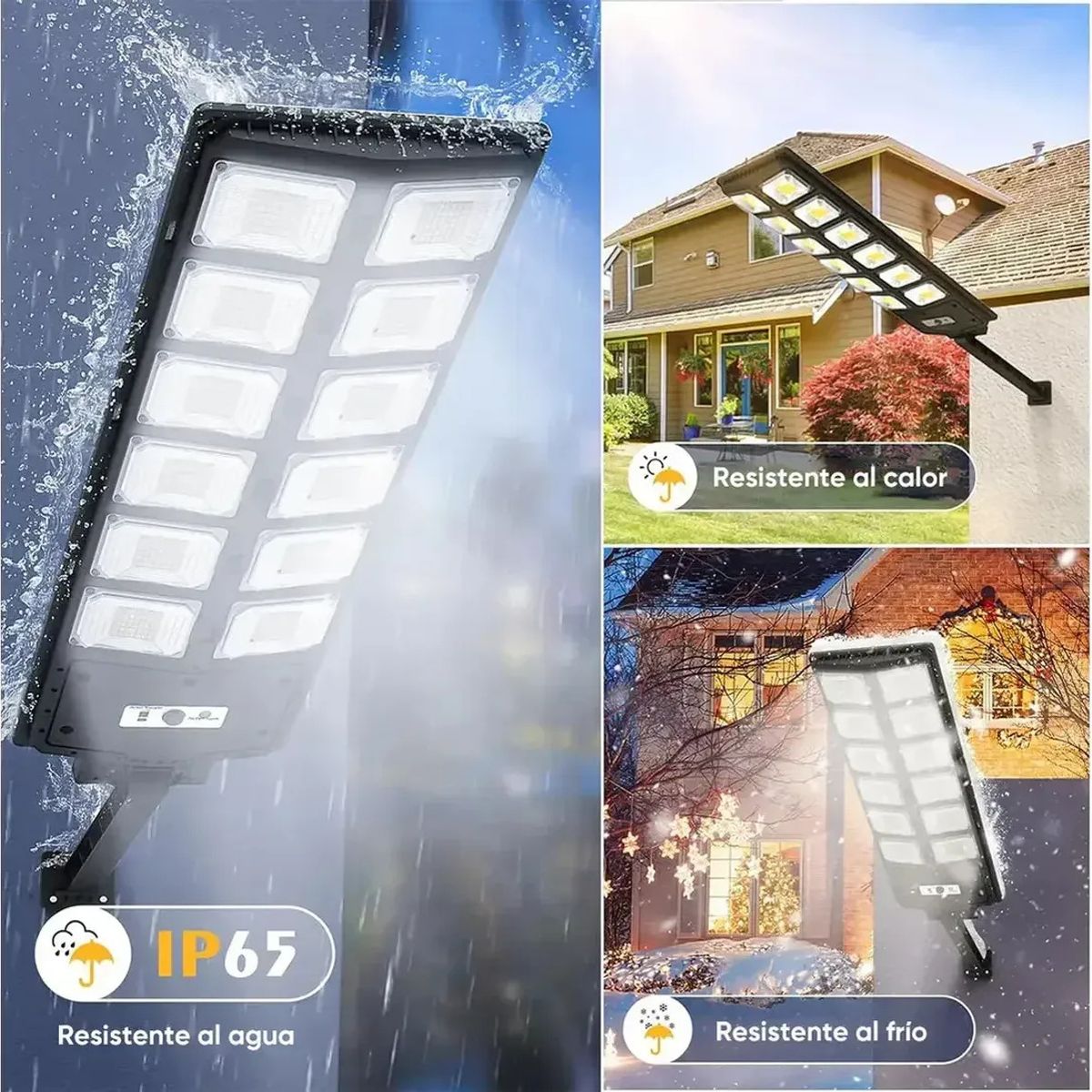 IRM - Focos Led Solares Pack De Tres Proyectores Exterior Sensor De Movimiento Control Remoto Alta Calidad