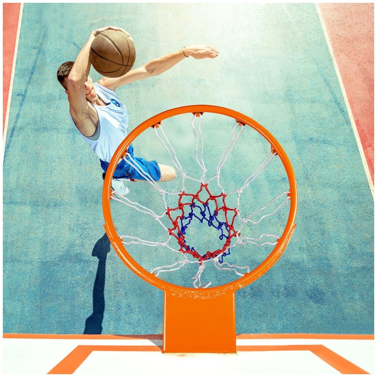 KUANGYE - Aro de Basquetbol 45cm con Red,18 mm Tubo de Acero Macizo