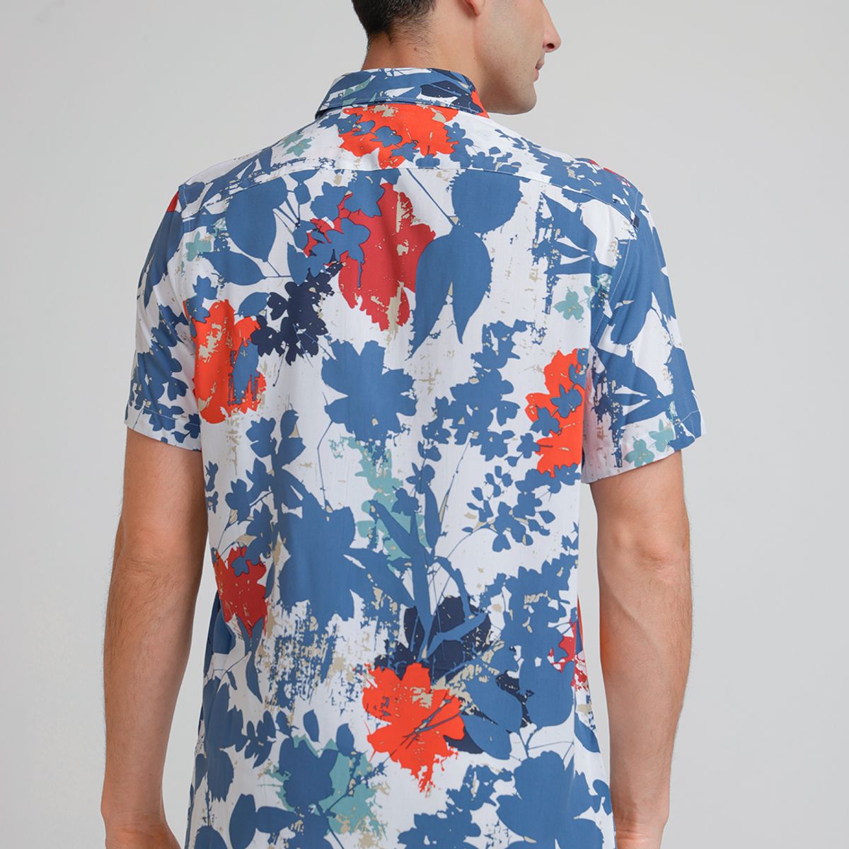 PERRY ELLIS - Camisa Hombre Manga Corta Estampada Azul