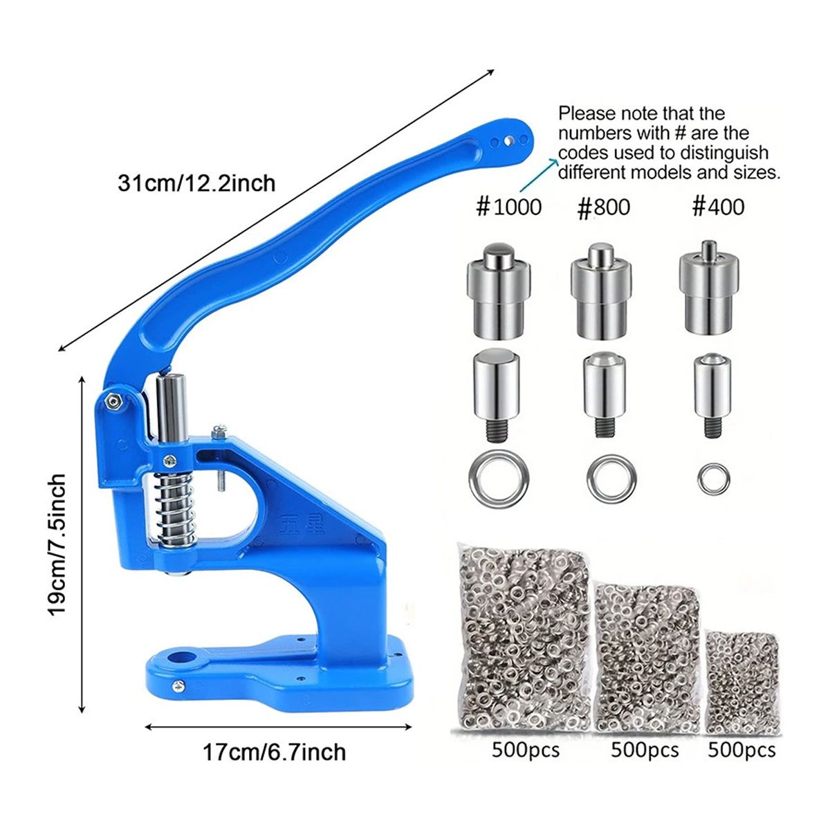 ATURE - Remachadora Para Ojillos Lona Metalicos Con 3000pcs Argolla