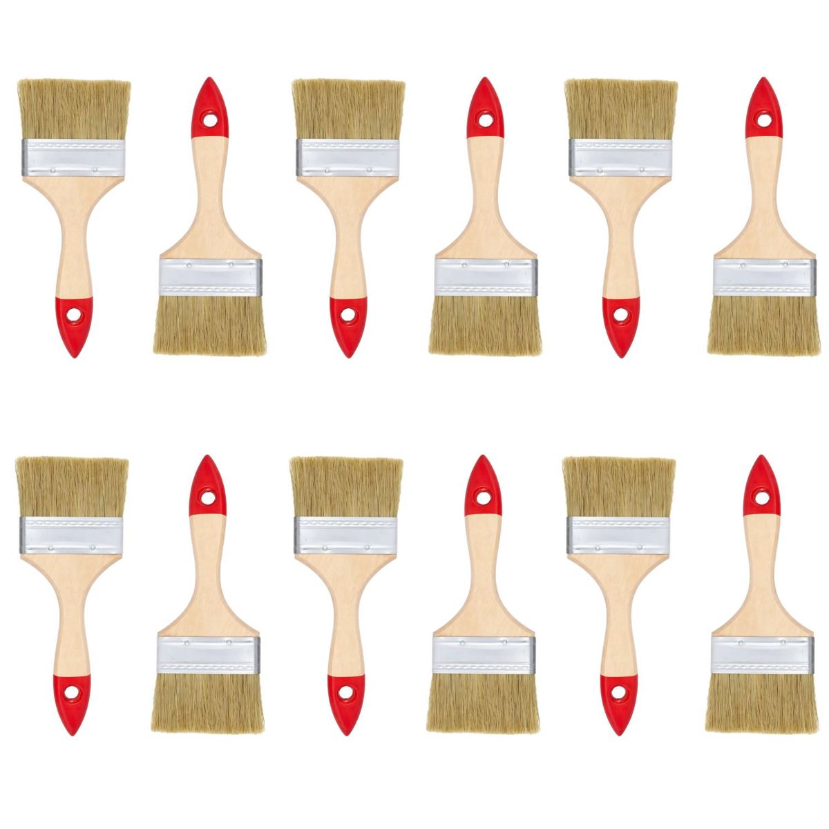 GENERICO - Set 12 Brocha Mango Madera 4 Pulgadas Para Pintura Pintar