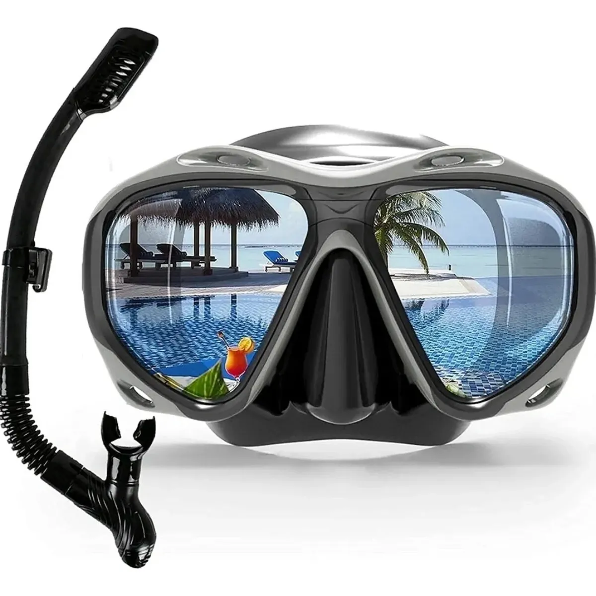 GENERICO - Kit Buceo Mascara Snorkel Profesional Ajustable Full Vision